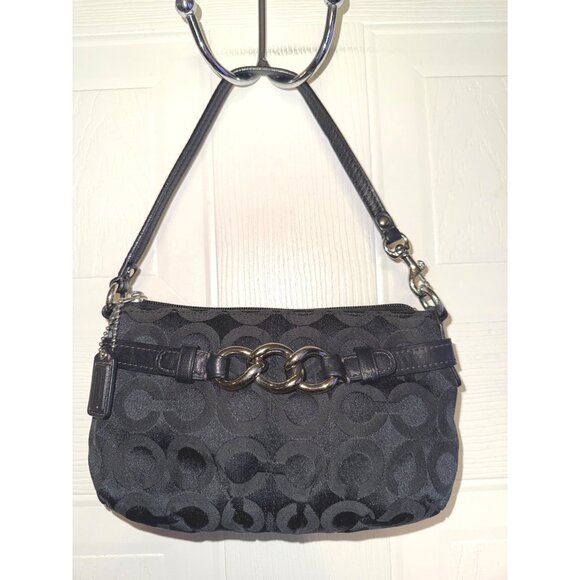Coach Op Art Signature C Black Jacquard Wristlet with Hang Tag - Picture 1 of 15